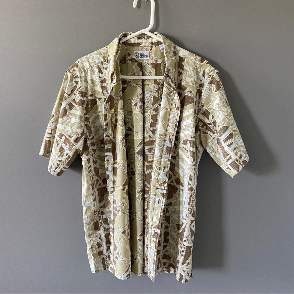 Reyn Spooner Tan Hawaiian Button Down